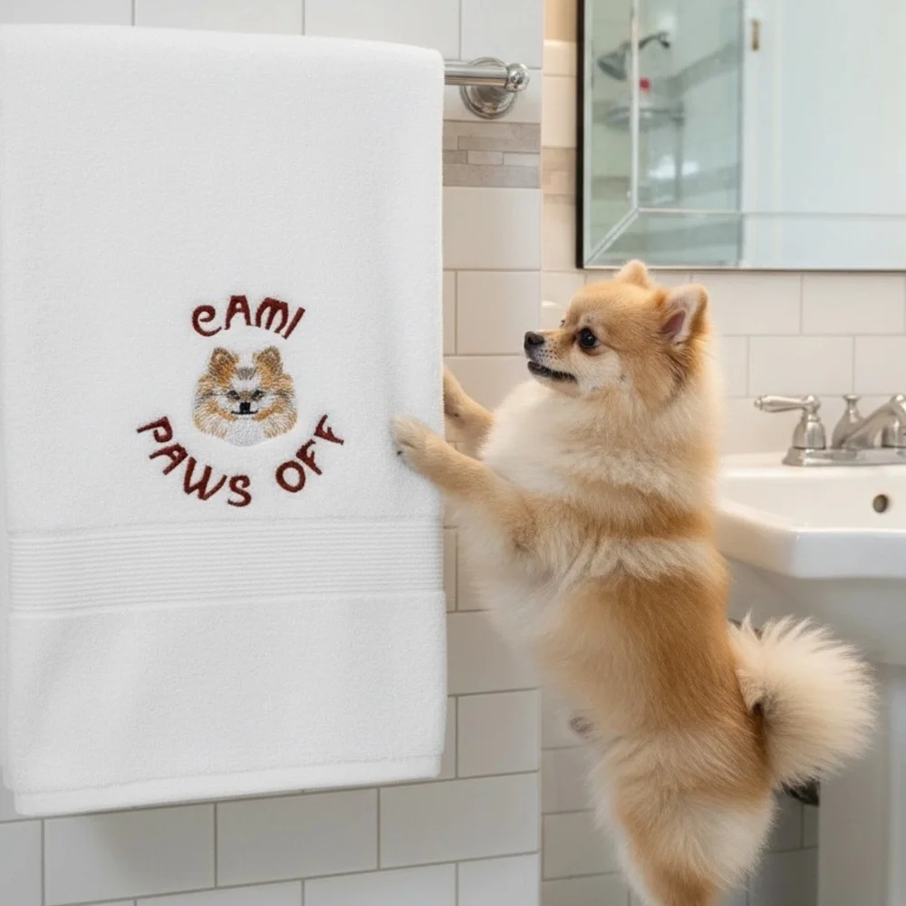 Hand Spaniel Personalized Embroidered Towel your pet’s name dog or cat